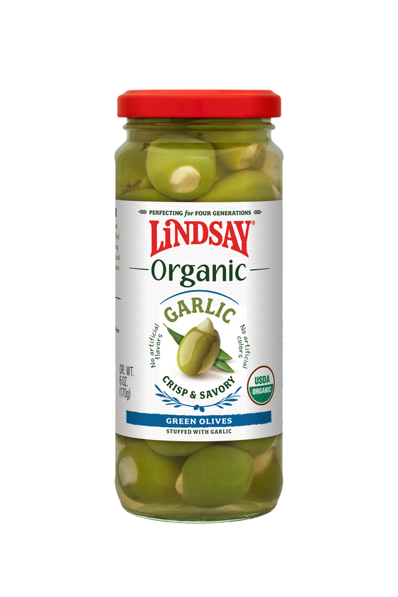 Lindsay Organic Green Olive Stuffed With Garlic (6 pack)