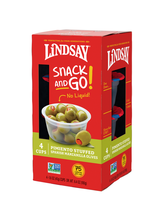 Lindsay Snack and Go! Pimiento Stuffed Spanish Manzanilla Olives (16 cups)