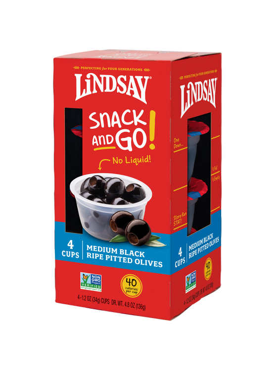 Lindsay Snack and Go! Black Pitted Olives (16 cups)
